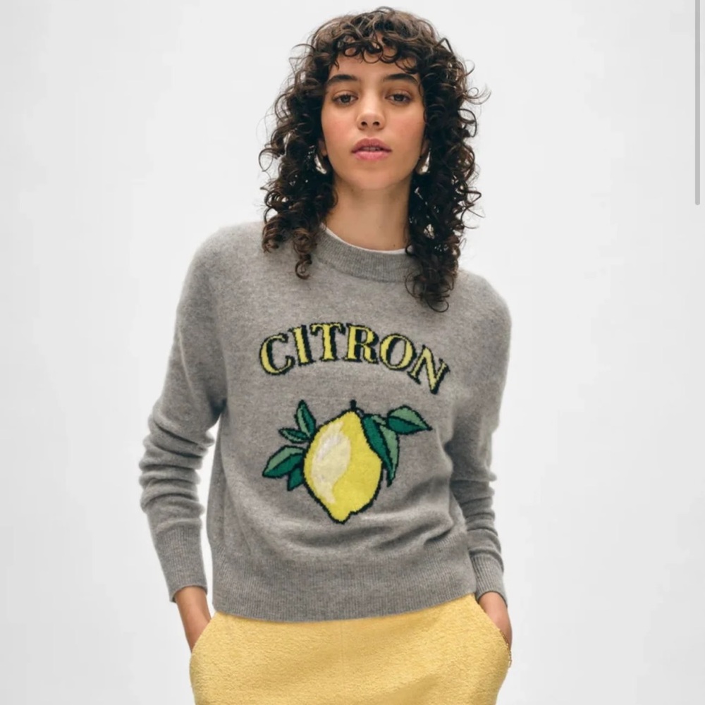 White + Warren Cashmere Citron Crewneck || Grey Heather Combo || XS || NWT